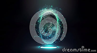 Technology background, biometric authentication, fingerprint scanning, future technology and cybernetic. Generative AI Stock Photo