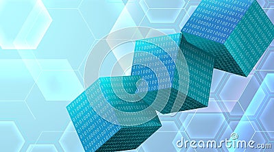 Technology background with cubes and binary code Stock Photo