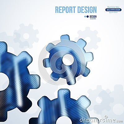 Technology Background with Gears. Blurred Urban Vector Illustration