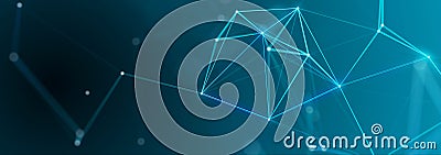 Technology background. Honeycomb concept. Big data. Hexagonal space with connected dots and lines. 3d Stock Photo
