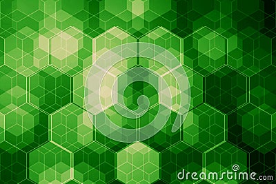 Technology background. Many hexagonal chain with light. Abstract Stock Photo