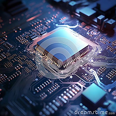 Technology background Microprocessor chipset central processor unit Cyber and futuristic concept, hardware, AI Stock Photo