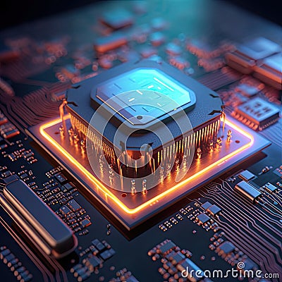 Technology background Microprocessor chipset central processor unit Cyber and futuristic concept, hardware, AI Stock Photo