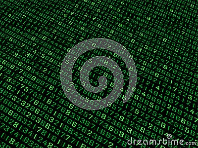 Technology background with numbers, matrix backdrop, information code Cartoon Illustration