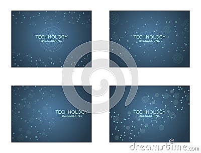 Technology background structure digital design line connection with round style light Vector Illustration