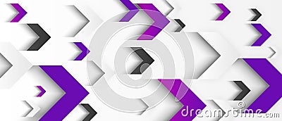 Technology banner design with purle, black and grey paper arrows Stock Photo