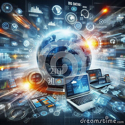Technology big data.globalization and analytics management concepts.Generative ai Stock Photo