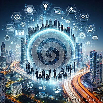 Technology big data.globalization and analytics management concepts.Generative ai Stock Photo