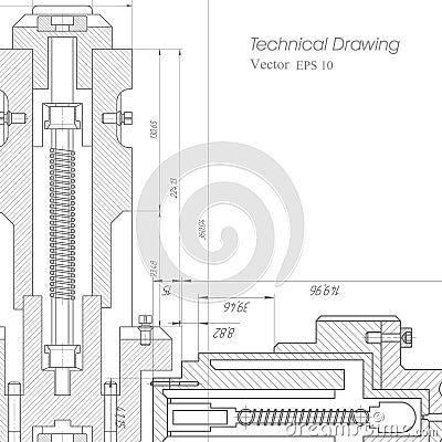 Technology blueprint .Engineering plan scheme .Mechanical Engineering drawing .Computer aided design systems.Industrial Technology Vector Illustration