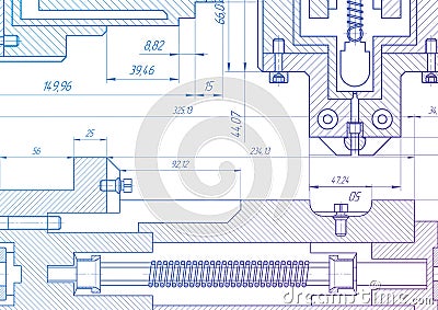 Technology blueprint .Engineering plan scheme .Mechanical Engineering drawing .Computer aided design systems.Industrial Technolog Vector Illustration