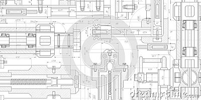 Technology blueprint .Engineering plan scheme .Mechanical Engineering drawing .Computer aided design systems.Industrial Technolog Vector Illustration