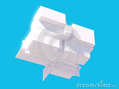 Technology business internet and communication concept - Abstract cube shape assembling from blocks Stock Photo