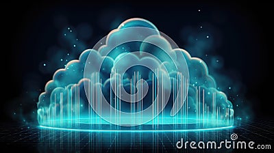 Technology cell phone emoji cloud. Storm of thoughts and ideas. Brainstorm. Neon lights and computer data. Stock Photo