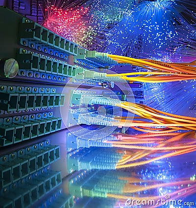 Technology center with fiber optic Stock Photo