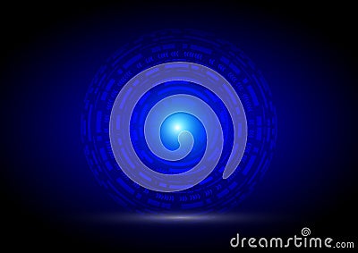Technology circle background.2,Strange shaped rings, arranged vertically, exciting, light shadows placed below, floating in space, Vector Illustration