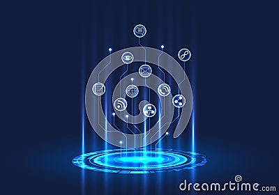 Technology circle that is leading the smart technology Vector Illustration