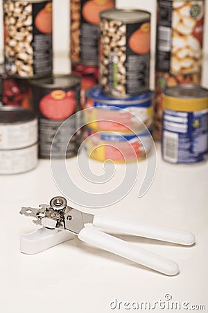 Technology: Close up of a tin can opener, showing an everyday use of gears. 4 Stock Photo