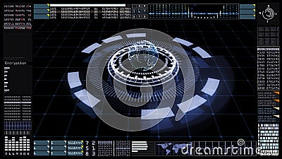 Technology communication and connection with Futuristic user interface head up display. Earth element furnished by Nasa Stock Photo