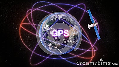Technology communication GPS,standard generic term for satellite navigation systems,gps technology,3d rendering Stock Photo