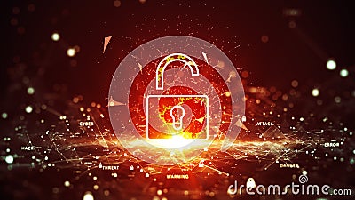 Technology concept is attacked, computer cybersecurity defense system is hacked or destroyed. Interfering internet network. The Stock Photo