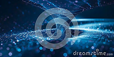 Technology concept with data flowing through a funnel for analysis and sorting. Concept Data Stock Photo