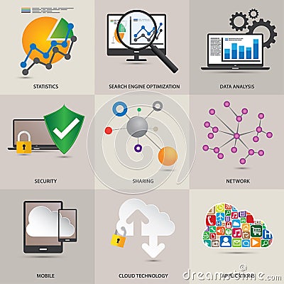 Technology concept icons Vector Illustration