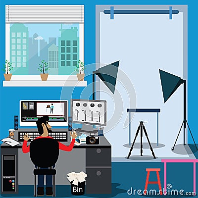 Technology concept,make video presentation - vector Vector Illustration