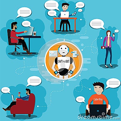 Technology concept,New way to explain business by chatbot Vector Illustration