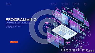 Programming web banner Vector Illustration