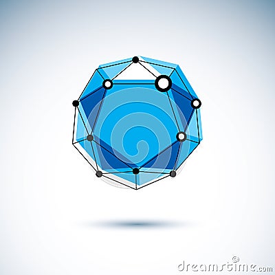 Technology conceptual logo. Abstract 3D polygonal wireframe object. Vector Illustration