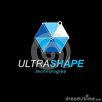 Technology conceptual logo. Abstract vector, isometric dimensional shape Vector Illustration