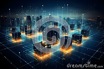Technology data futuristic background. Generative AI. Stock Photo