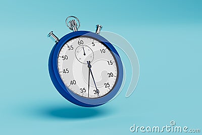 technology for determining a clear time to complete the task. mechanical stopwatch on a blue background. 3D render Stock Photo