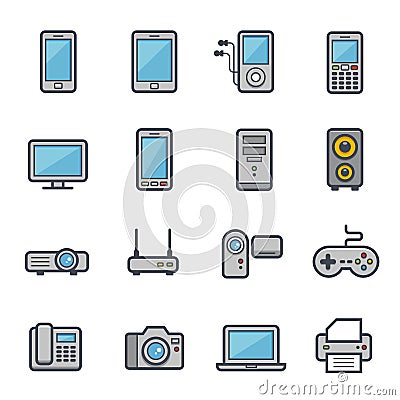 Technology and Devices Icon Bold Stroke with Color Vector Illustration