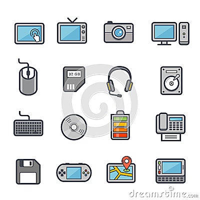 Technology and Devices Icon Bold Stroke with Color Vector Illustration