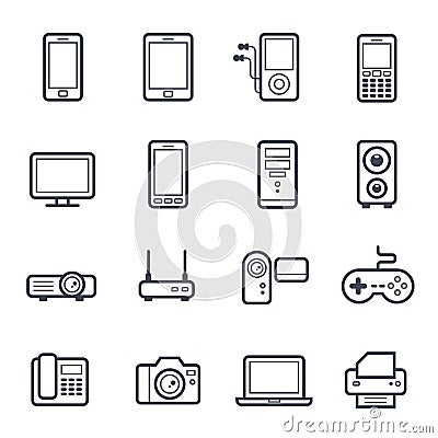 Technology and Devices Icon Bold Stroke Vector Illustration