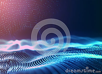 Technology digital wave background conceptBeautiful motion waving dots texture. Generative AI Stock Photo