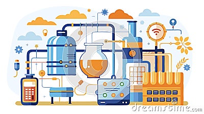 A technology-driven craft brewery concept utilizing innovative brewing technology, efficient production processes, and data-driven Stock Photo