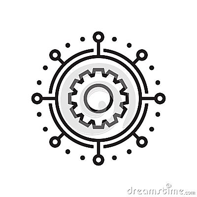 Technology gear concept business logo template design. Cogwheel mechanic sign. Computer network SEO icon. Search engine Vector Illustration