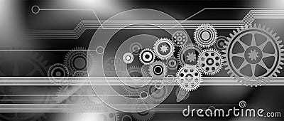 Technology gears cogs background integration. technology banner background. vector illustration. Vector Illustration