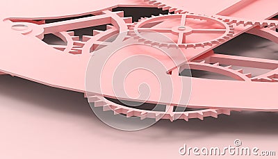 Technology Gears wheels Engineering and futuristic Time Concept paper art style on Red background Stock Photo