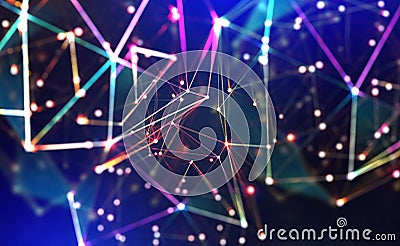 Technology, global network, movement in space and time. Festive Illumination Stock Photo