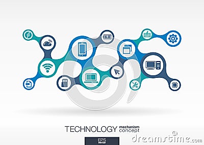 Technology. Growth abstract background with integrated metaball Vector Illustration
