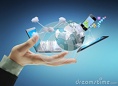 Technology in the hands Stock Photo