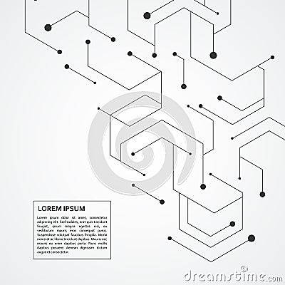 Technology hexagons structure or molecular connect elements Vector Illustration