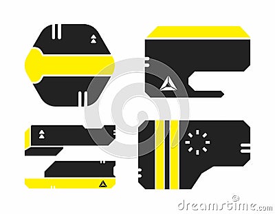Technology HUD element interface border frame, abstract set GROM sticker illustration vector editable Vector Illustration