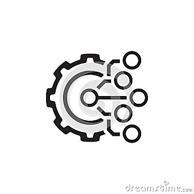 Technology Icon. Gear and Electronic. Digital Factory Symbol. Vector Illustration