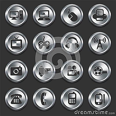 Technology Icons on Internet Buttons Stock Photo