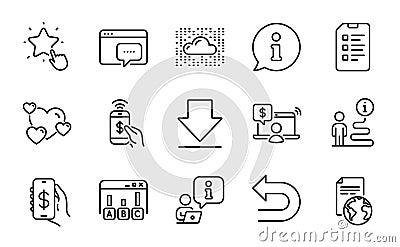 Technology icons set. Included icon as Money app, Ranking star, Seo message. Vector Vector Illustration