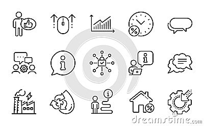 Technology icons set. Included icon as Seo gear, Security lock, Electricity factory. Vector Vector Illustration